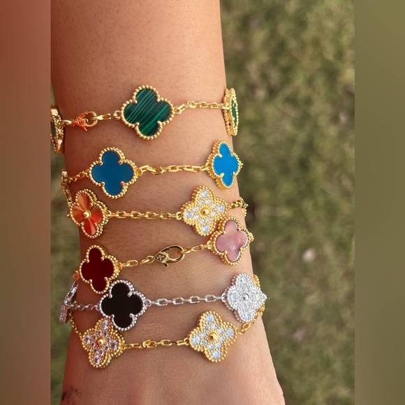 Lucky Alhambra SilverTone Clover Motif Bracelet With Crystals and Black … - Picture 8 of 10